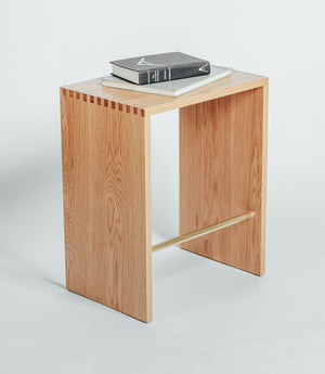 Heywood midcentury modern white oak wood side table handcrafted by Hunt & Noyer in Michigan