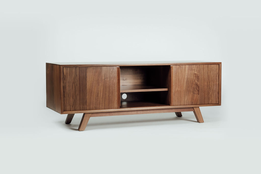 Zenith midcentury modern Media Credenza by Hunt & Noyer Furniture handcrafted in Michigan