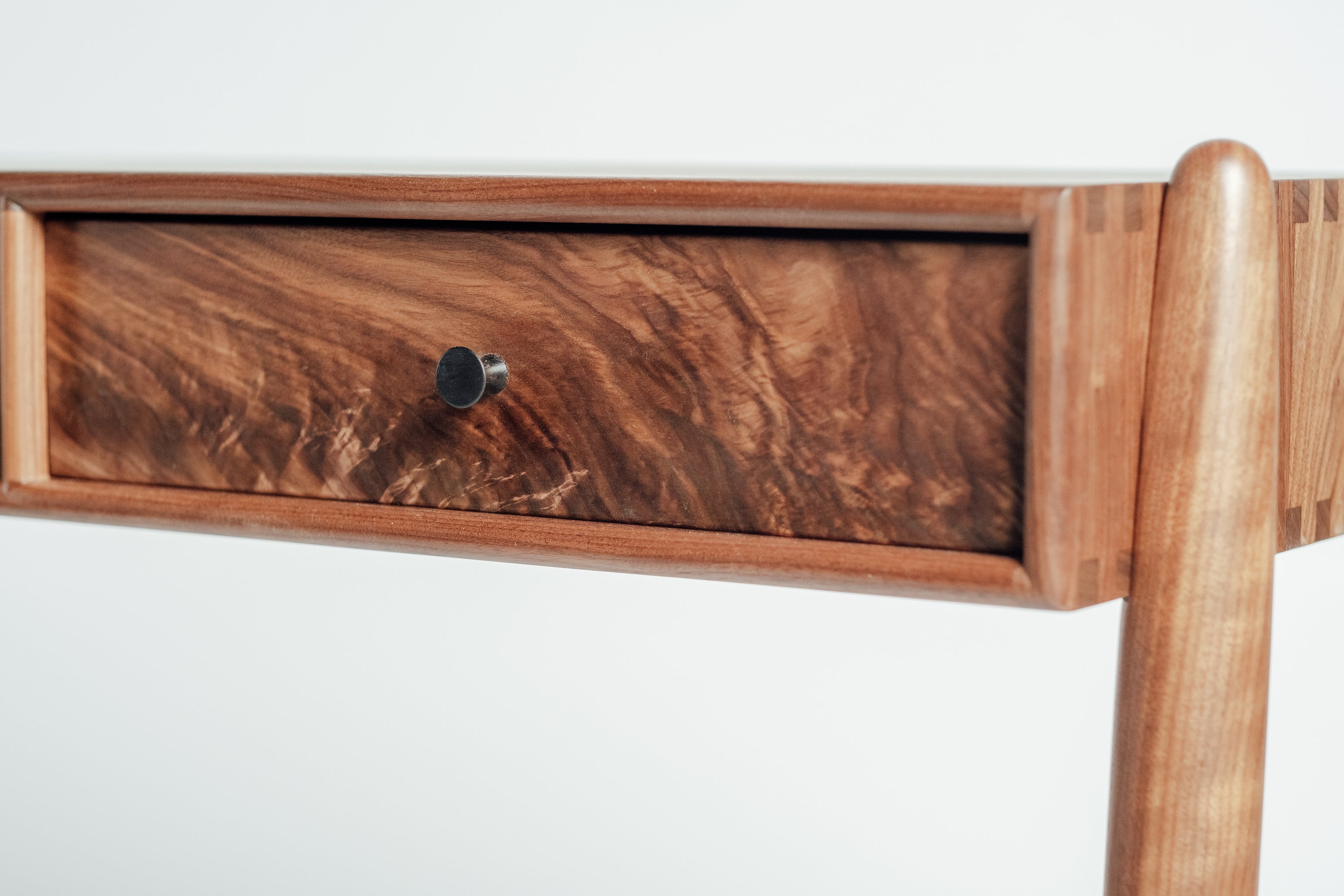 Solomon midcentury modern walnut wood Console Desk handcrafted by Hunt & Noyer in Michigan