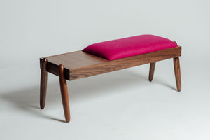 Solomon midcentury modern walnut wood Bench/Table handcrafted by Hunt & Noyer in Michigan
