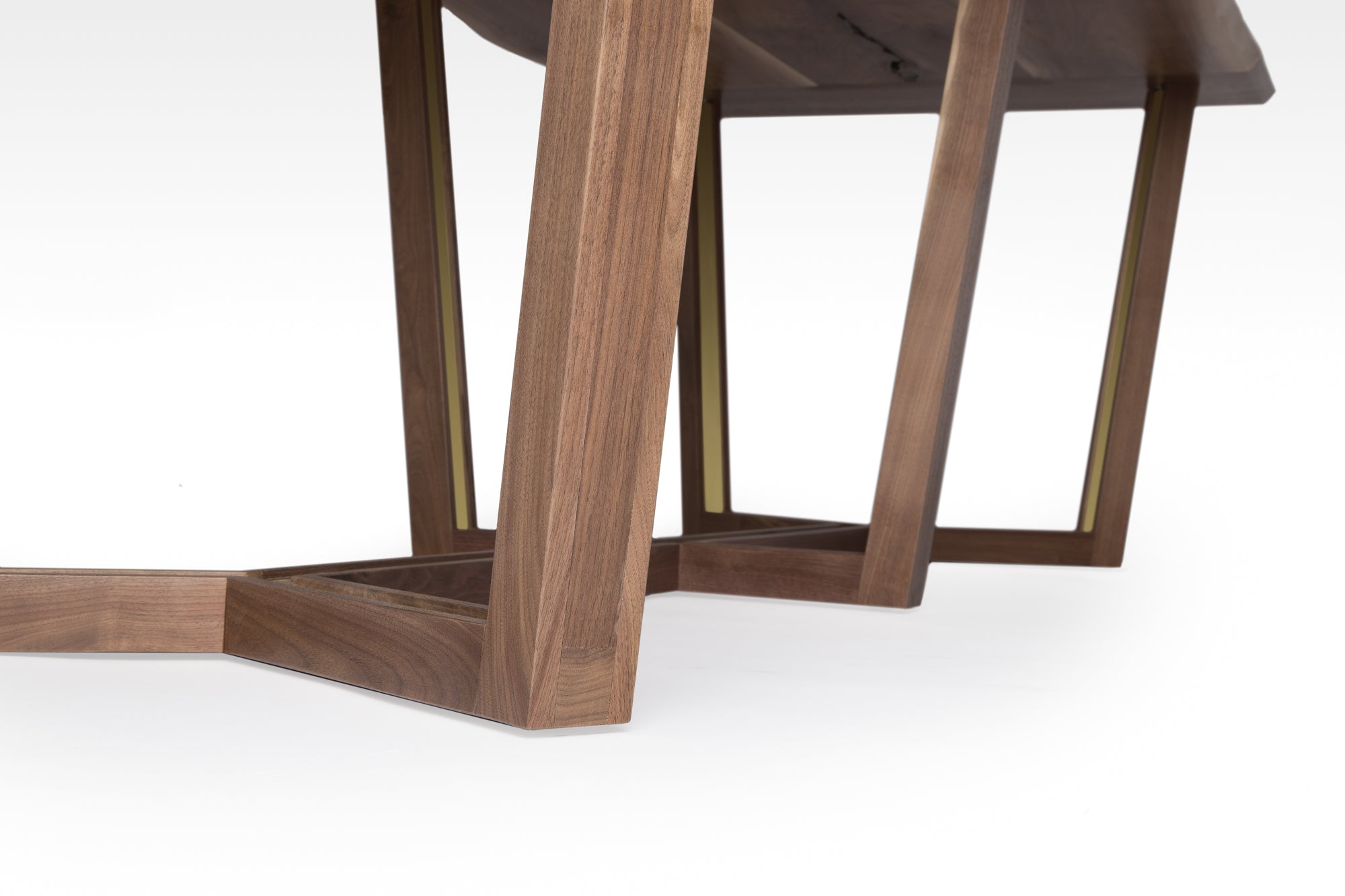 Boulevard midcentury modern walnut brass Dining Table handcrafted by Hunt & Noyer in Michigan