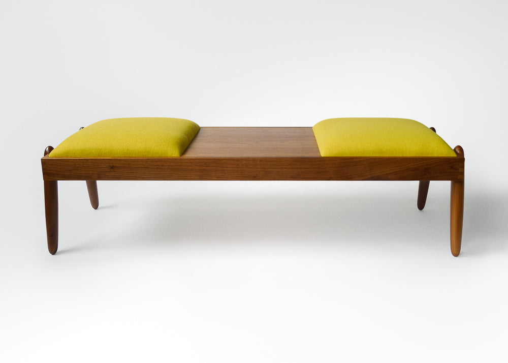 Solomon midcentury modern walnut wood Bench/Table handcrafted by Hunt & Noyer in Michigan