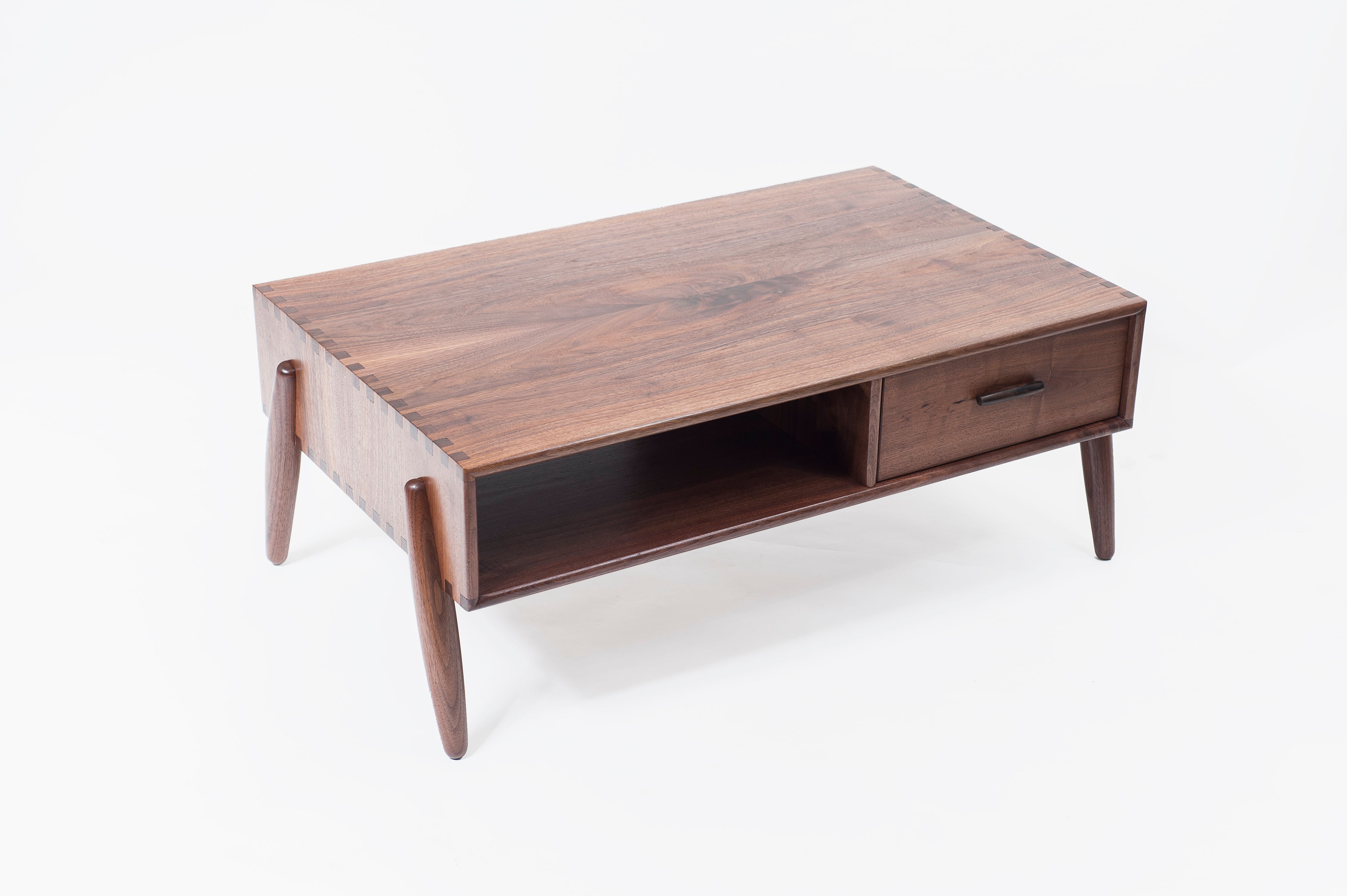 Solomon midcentury modern walnut wood Coffee Table handcrafted by Hunt & Noyer in Michigan