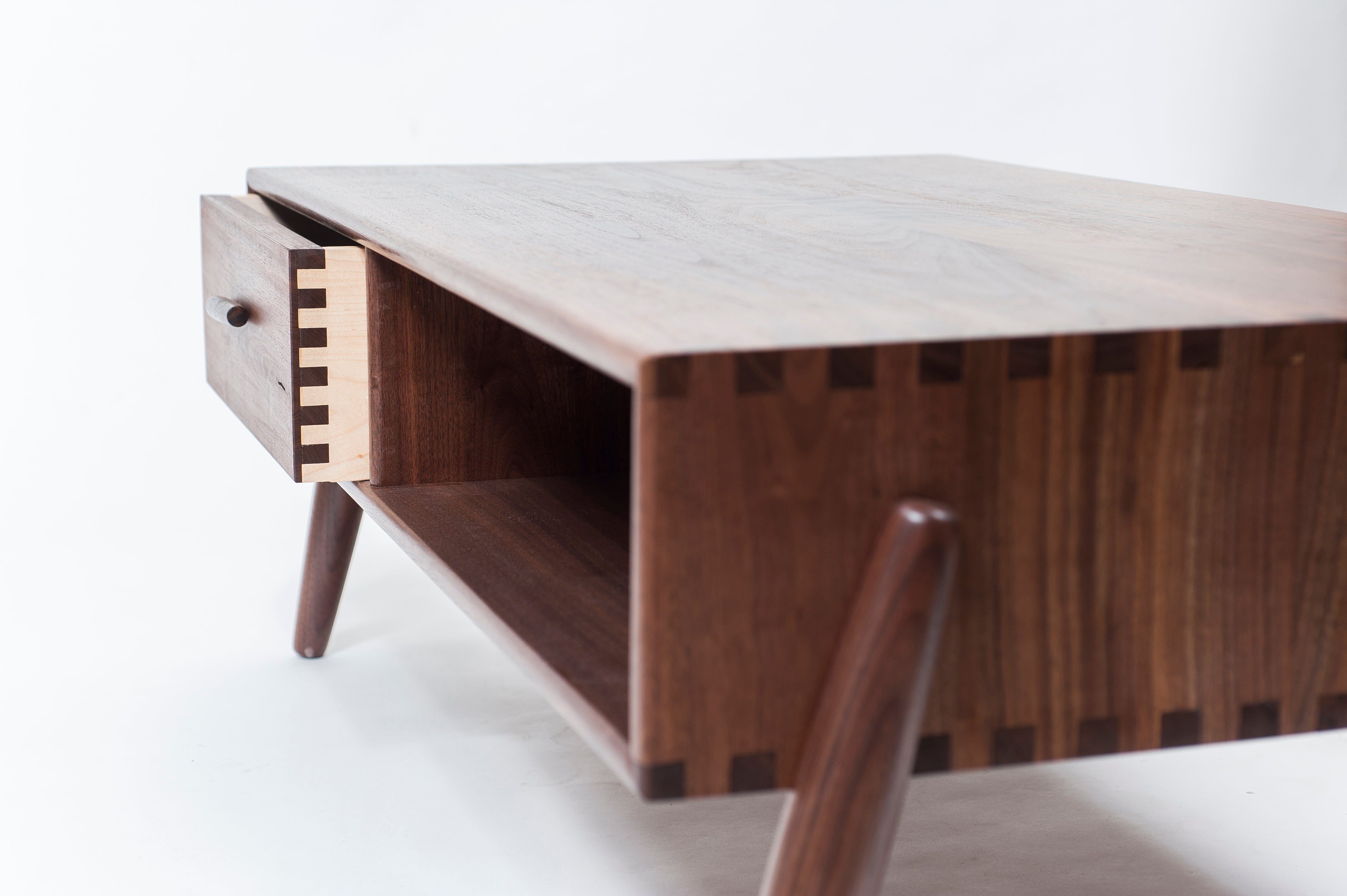 Solomon midcentury modern walnut wood Coffee Table handcrafted by Hunt & Noyer in Michigan