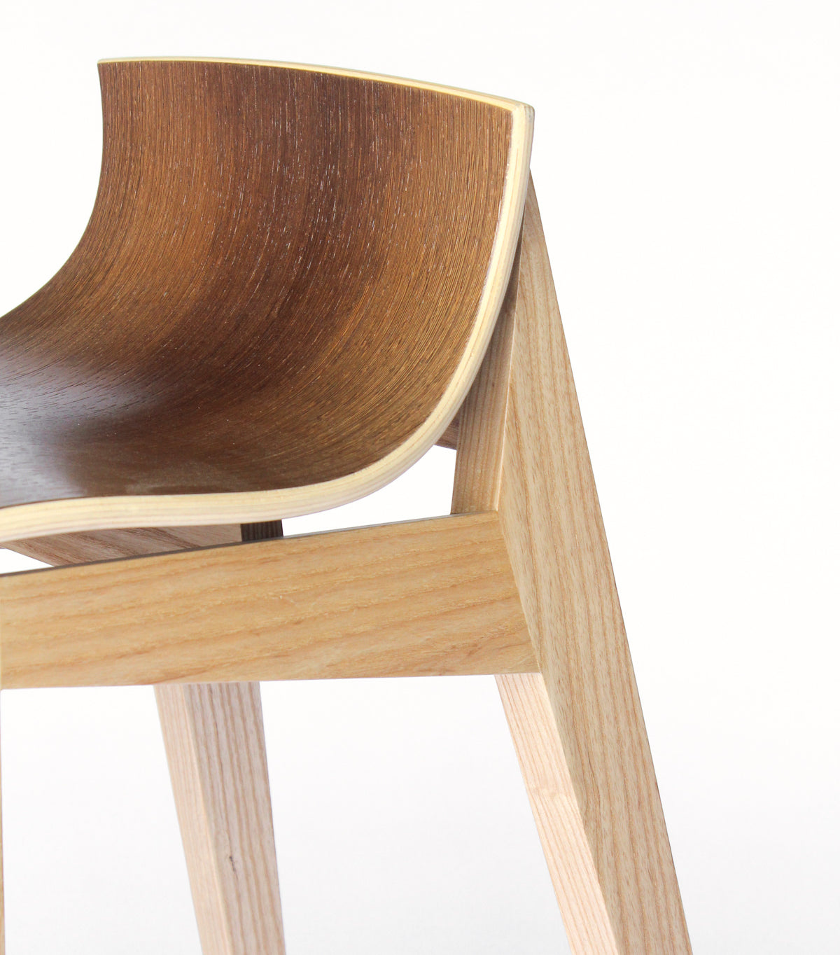 Stella midcentury modern ash wood Stool handcrafted by Hunt & Noyer in Michigan